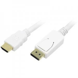 LogiLink DisplayPort / HDMI Cable 2m gold plated connectors White [1x DisplayPort plug - 1x HDMI plug]