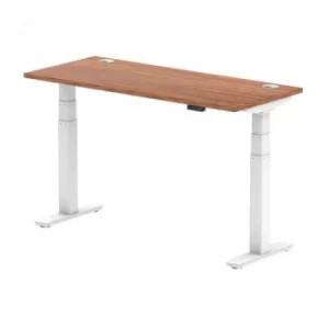 Air 1400 x 600mm Height Adjustable Desk Walnut Top Cable Ports White Leg