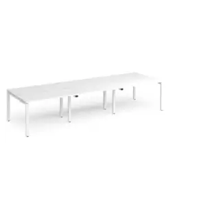 Bench Desk 6 Person Rectangular Desks 3600mm White Tops With White Frames 1200mm Depth Adapt