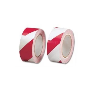 5 Star Office Hazard Tape Soft PVC Internal Use 50mm x 33m Red and White