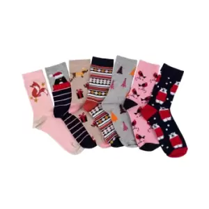 Pack of 7 totes Novelty Ladies Ankle Socks MultiColoured
