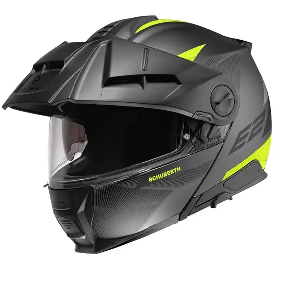Schuberth E2 Defender Black Yellow Modular Helmet Size XL