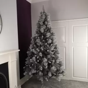 Premier 2.4M Silver Glitter Tip Fir Festive Christmas Tree in Grey PVC