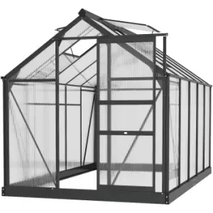 Outsunny - 6x10ft Walk-In Polycarbonate Greenhouse Plant Grow Galvanized Aluminium - Grey
