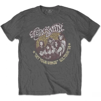 Aerosmith - Cheetah Print Unisex Medium T-Shirt - Grey