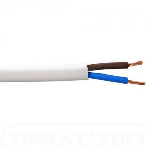 Zexum 0.75mm 2 Core Heat Resistant Flex Cable White 3092Y - 50 Meter