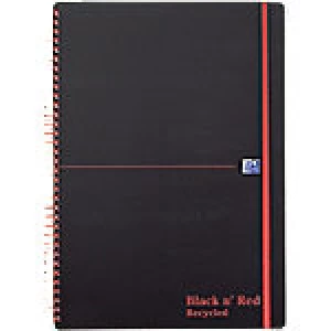 OXFORD Black n' Red Recycled Poly Wirebound Notebook Ruled A4 140 Pages