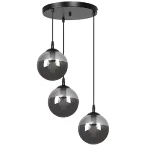 Emibig Cosmo Black Globe Cluster Pendant Ceiling Light with Graphite Glass Shades, 3x E14