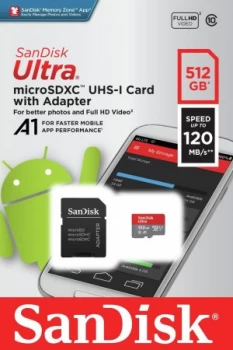 SanDisk Ultra 120MBs Micro SD Memory Card - 512GB