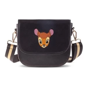 DISNEY Bambi Face Small Flap Shoulder Bag - Black