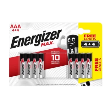 Energizer XMS21BATTAAA MAX AAA Alkaline Batteries (Pack 4 + 4 FREE)