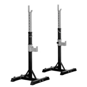 Homcom 2 Pairs Barbell Squat Rack Portable Stand Weight Lifting Bench W/ Wheels