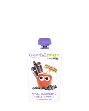 Googly Fruit Apple Bluberry and Purple Carrot Squeezy