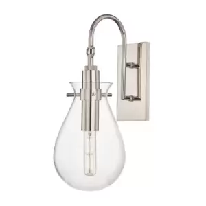 Ivy 1 Light Wall Sconce Polished Nickel, Glass