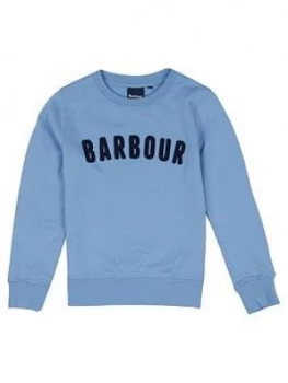 Barbour Boys Prep Logo Crew Sweat - Powder Blue, Powder Blue, Size 6-7 Years