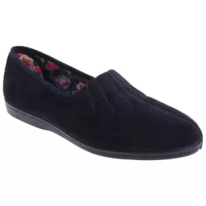 Sleepers Womens/Ladies Fan Stitch Wide Fitting Slippers (4 UK) (Navy Blue)