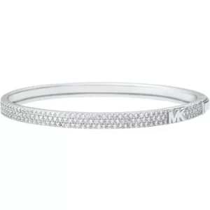 Ladies Michael Kors Sterling Silver Pave Logo Bangle Bracelet