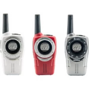 Cobra SM660 Weather Resistant Walkie Talkie with 10km Range, Power Saving Function and Rechargeable Batteries - White/Red/Silver (3 Pack)
