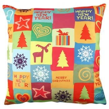 A11833 Multicolor Cushion Merry Christmas / Happy New Year