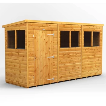 12x4 Power Pent Garden Shed - Brown