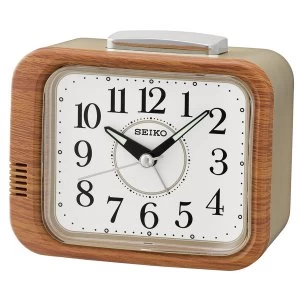 Seiko Bell Alarm Clock with Sweep Second Hand - Wood Finish