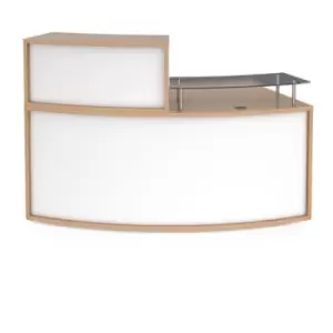 Denver medium curved complete reception unit - beech with white panels