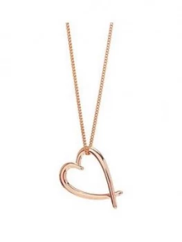 Simply Silver Rose Gold Crossover Heart Pendant Necklace
