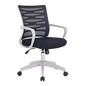 Nautilus Designs Ltd. Designer Mesh Armchair with White Frame and Detailed Back Panelling Black