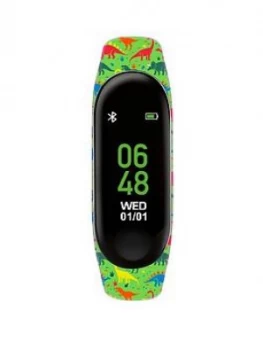 Tikkers Activity Tracker Digital Dial Green Dinosaur Print Silicone Strap Kids Watch