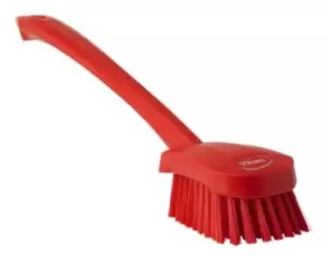 Vikan Hard Bristle Red Scrubbing Brush, 36mm bristle length, Polyester bristle material