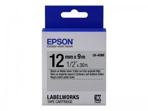 Epson LK-4SBE Black on Matte Silver Labelling Tape 12mm x 9m