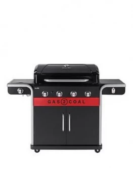 Char-Broil Char-Broil Gas2Coal 440 Hybrid Grill - 4 Burner Gas & Coal Barbecue Grill, Black Finish.