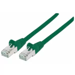 Intellinet Network Patch Cable Cat7 Cable/Cat6A Plugs 10m Green Copper S/FTP LSOH / LSZH PVC RJ45 Gold Plated Contacts Snagless Booted Lifetime Warran