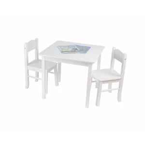 Liberty House Toys White Wooden Table and 2 Chair Set, White