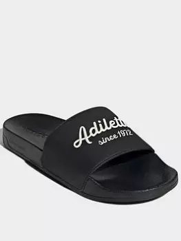 adidas Adilette Shower Slides, White/Blue, Size 7, Men