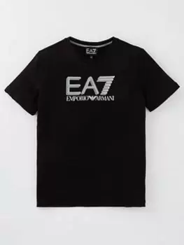Boys, EA7 Emporio Armani Childrens Visibility Logo T-Shirt - Black, Size 8 Years