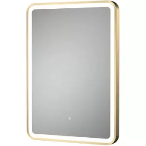 Hudson Reed - Brushed Brass Framed Bathroom Mirror with Touch Sensor 700mm h x 500mm w