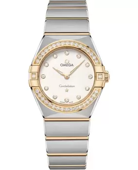 Omega Constellation Manhattan Quartz 28mm Silver Dial Diamond Yellow Gold and Stainless Steel Womens Watch 131.25.28.60.52.002 131.25.28.60.52.002
