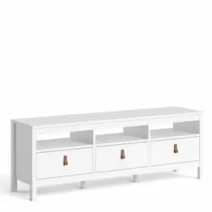 Barcelona TV Unit with 3 Drawers, white