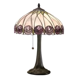 Hutchinson 1 Light Medium Table Lamp Tiffany Glass, Dark Bronze Paint with Highlights, E27