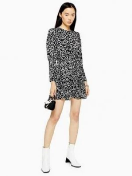 Topshop Austin Mini Dress - Monochrome, Mono, Size 12, Women