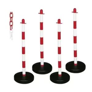 Barrier Kit - 4 Posts, 6mm Chain, Fillable Circular Base, White
