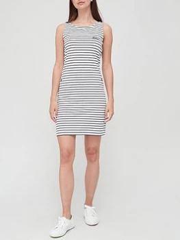 Barbour Barbour Sleeveless Stripe Jersey Dress - White, Navy, Size 16, Women