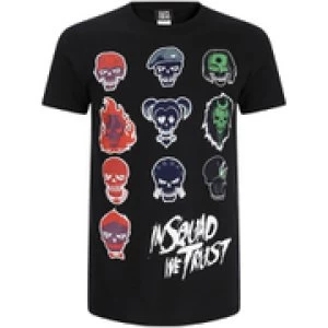 DC Comics Mens Suicide Squad Villain Skull T-Shirt - Black - M