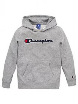 Champion Boys Logo Hoodie - Grey Heather, Size S, 7-8 Years