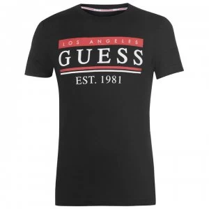 Guess 81 Stripes T Shirt - Jet Black