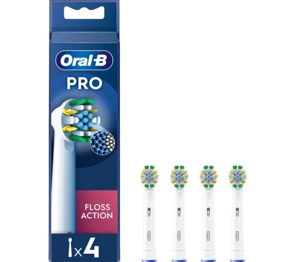 ORAL B Floss Action X-Filaments Power Replacement Toothbrush Head Pack of 4, White