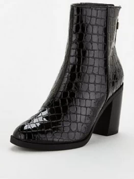 OFFICE Arden Patent Croc Boot Ankle Boots - Black, Size 8, Women
