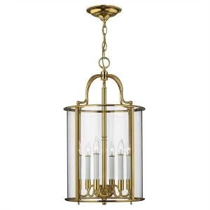 6 Light Large Ceiling Lantern Pendant Polished Brass, E14