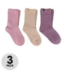 TOTES 3 Pack Kids Cotton Ankle Socks - Multi, Pink/Purple, Size 7-10 Years, Women